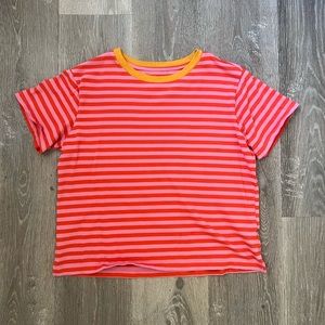 Pink and yellow striped tshirt